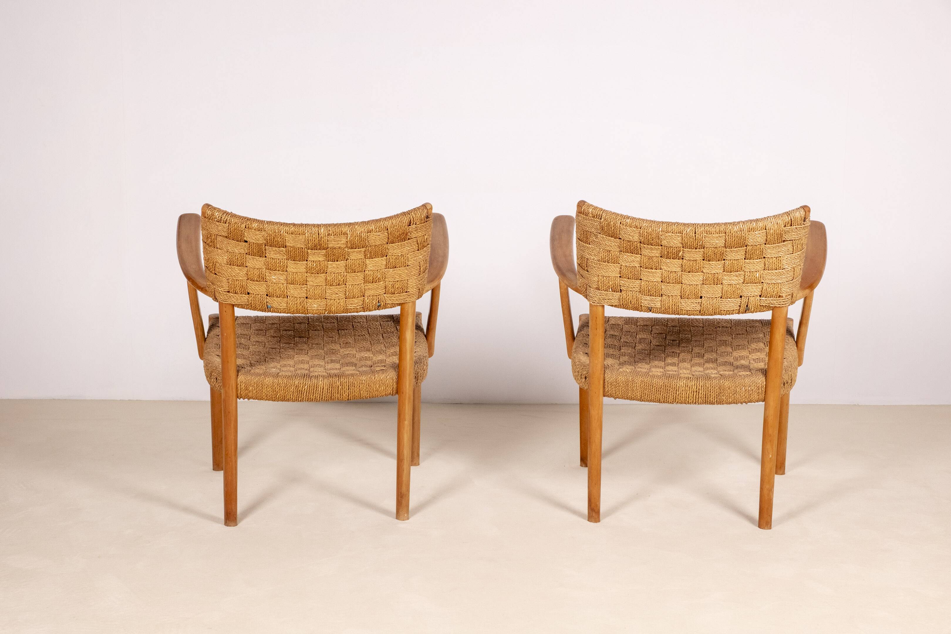 Pair of Karl Schrøder Model 1570 Lounge Chairs, Fritz Hansen, 1930s
