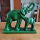 Éléphant Lemanceau en faïence verte de St Clément