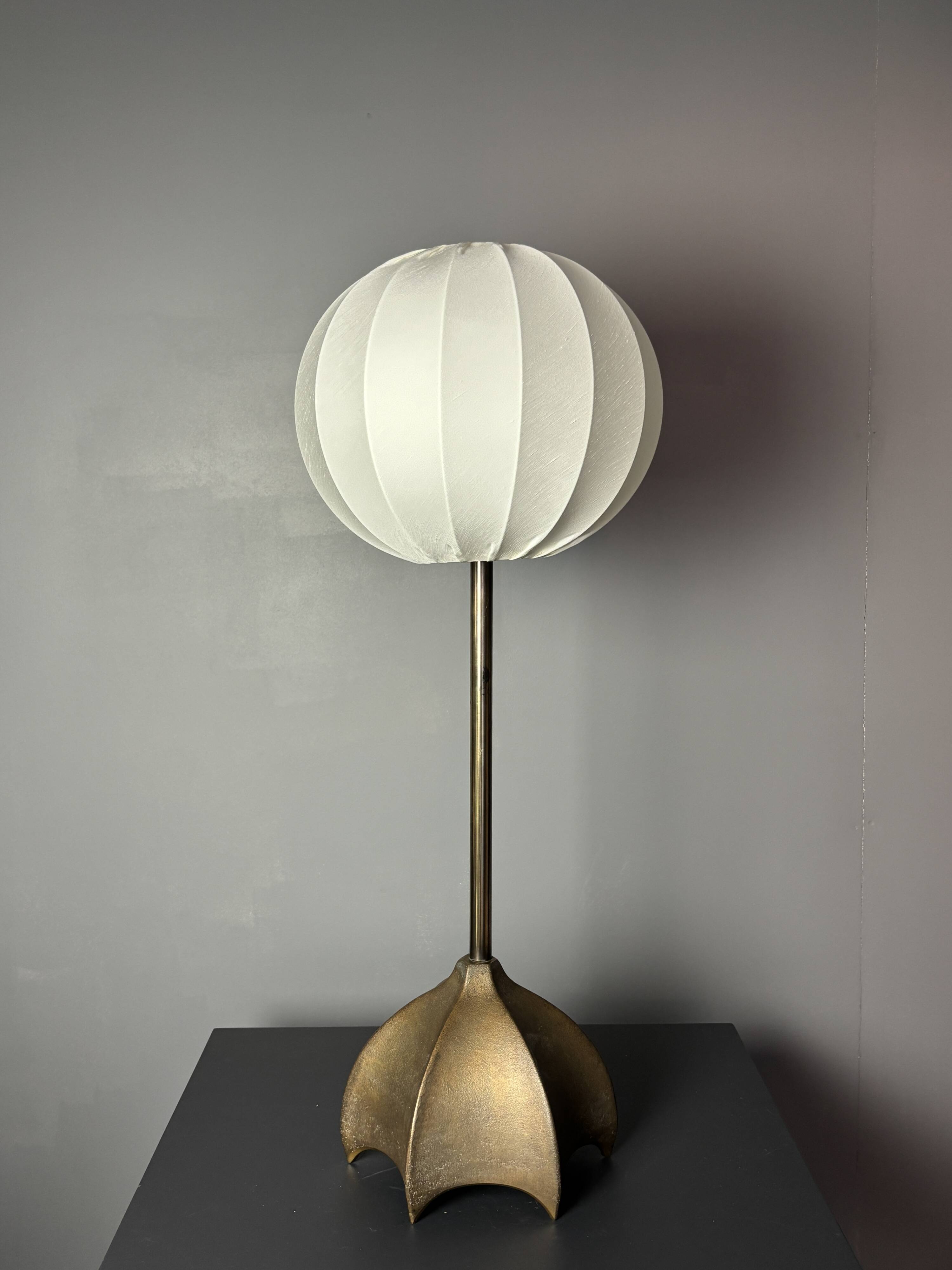 Large Dutch Brutalist Bronze Cocoon Table Lamp, 1990s