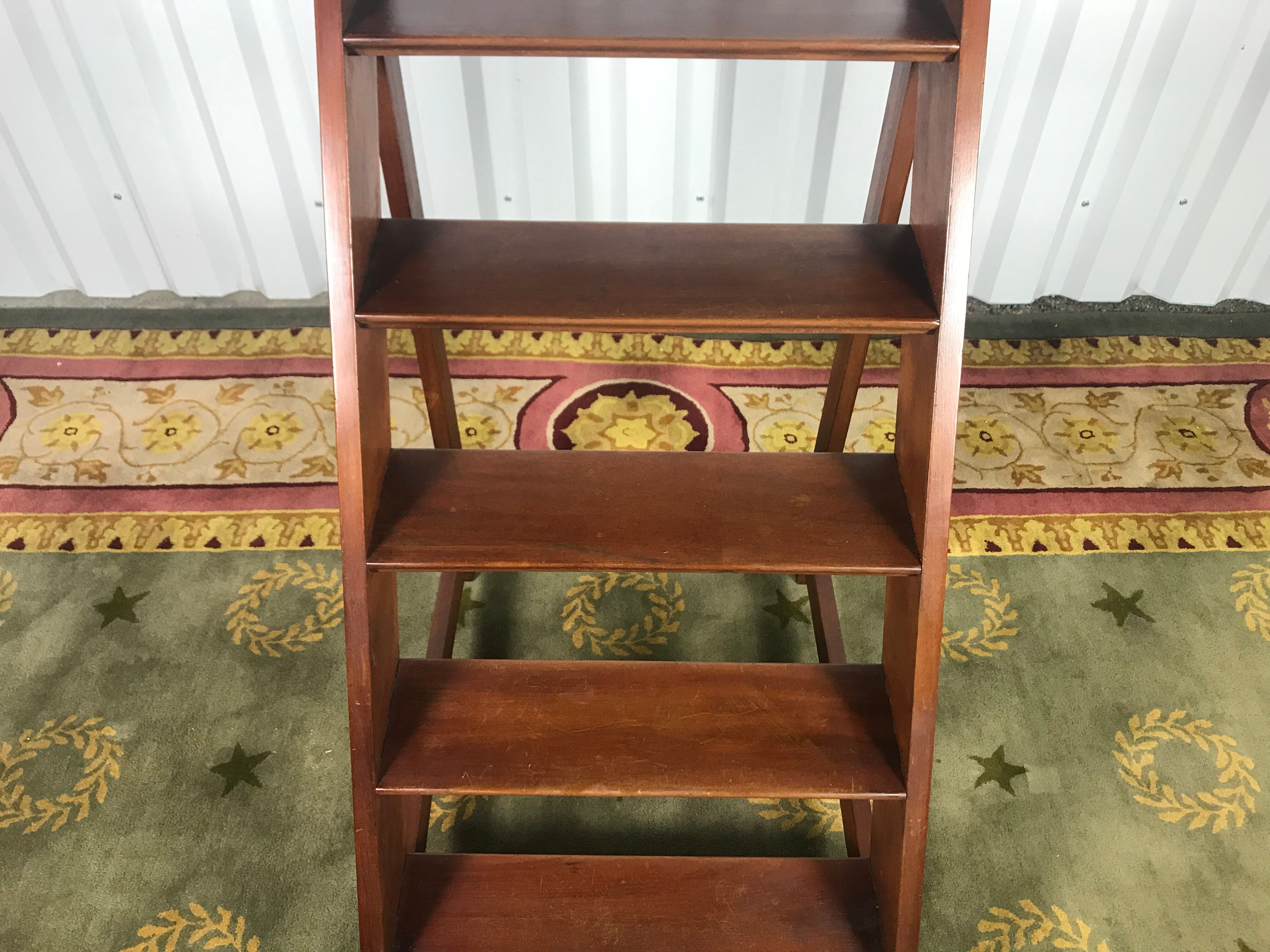 Massive mahogany library ladder