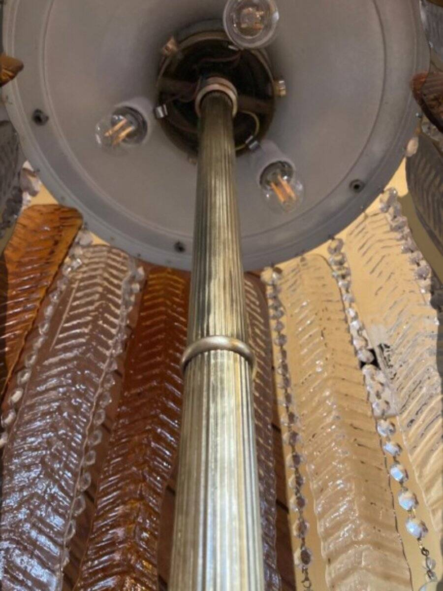 Vintage floor lamp with Murano glass leaves, 1970s