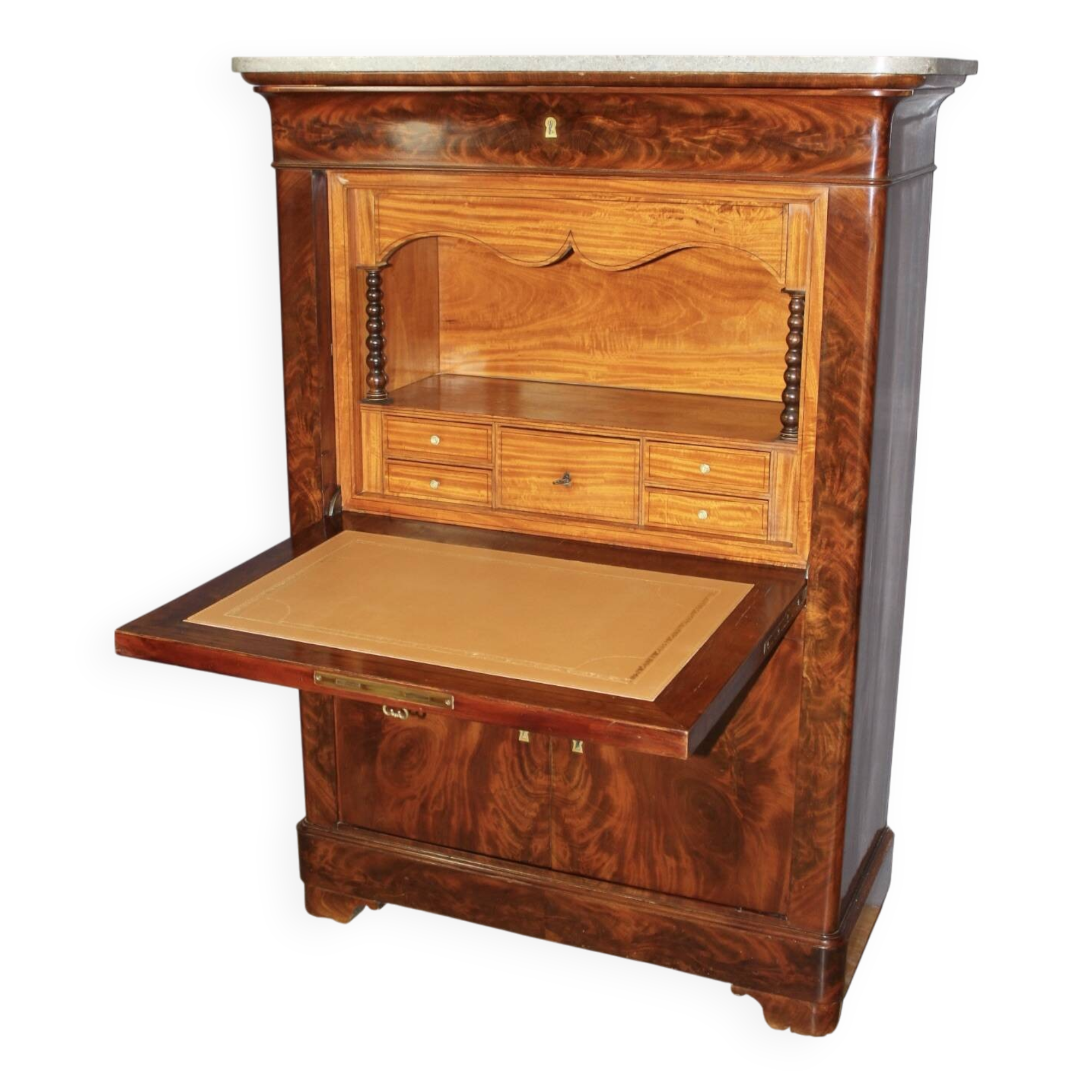 Charles X Secretary in Mahogany and Maple, early 19th century