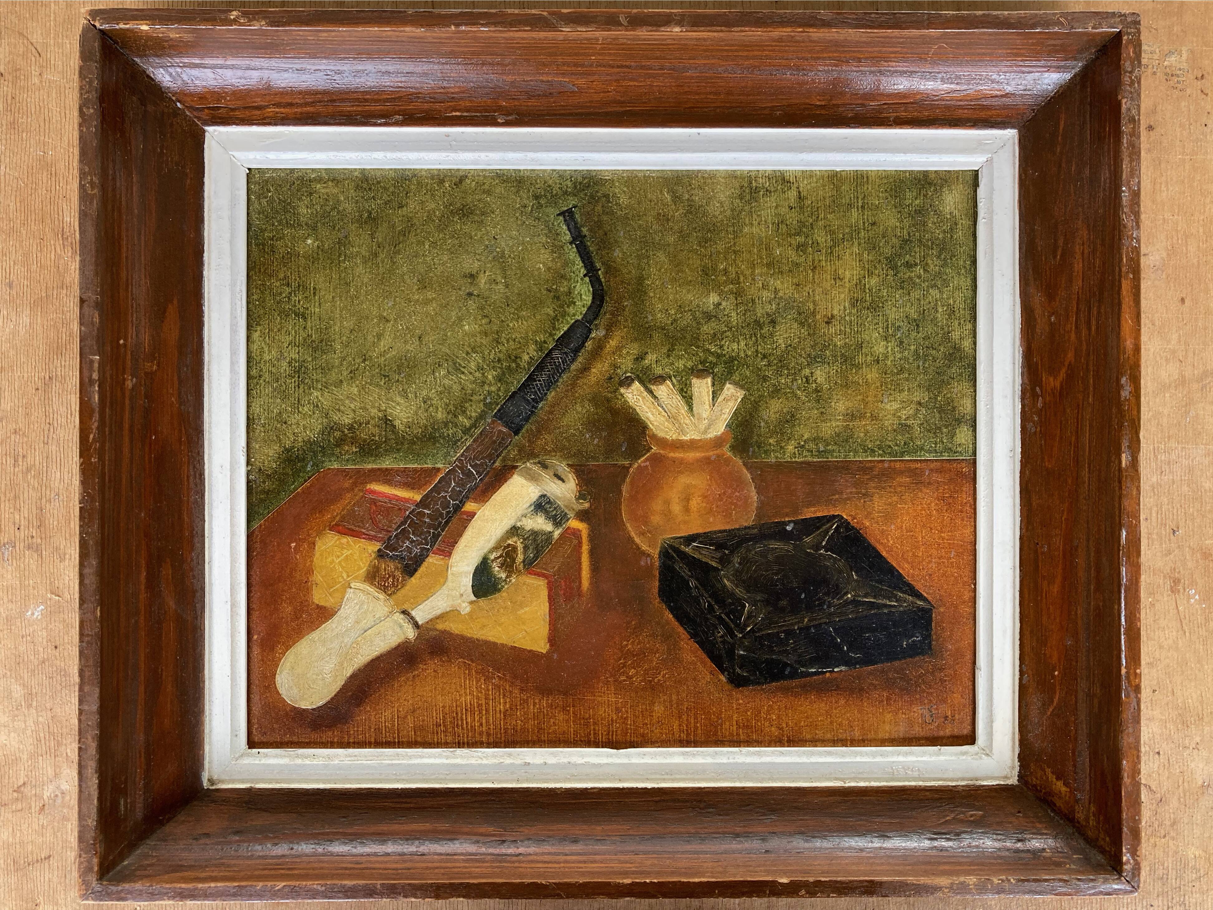 Oil on hardboard, signed still life, 1955