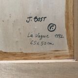 Pastel in oil on canvas by jérôme bost, la vague, 1982 (paysage de provence)