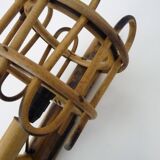 Pair of rattan bamboo lantern wall lights. 1950s-1960s