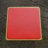 Square Baumann stool from 1970 in red skai