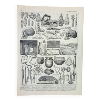 Engraving • Prehistory, archaeology • Original and vintage poster from 1898