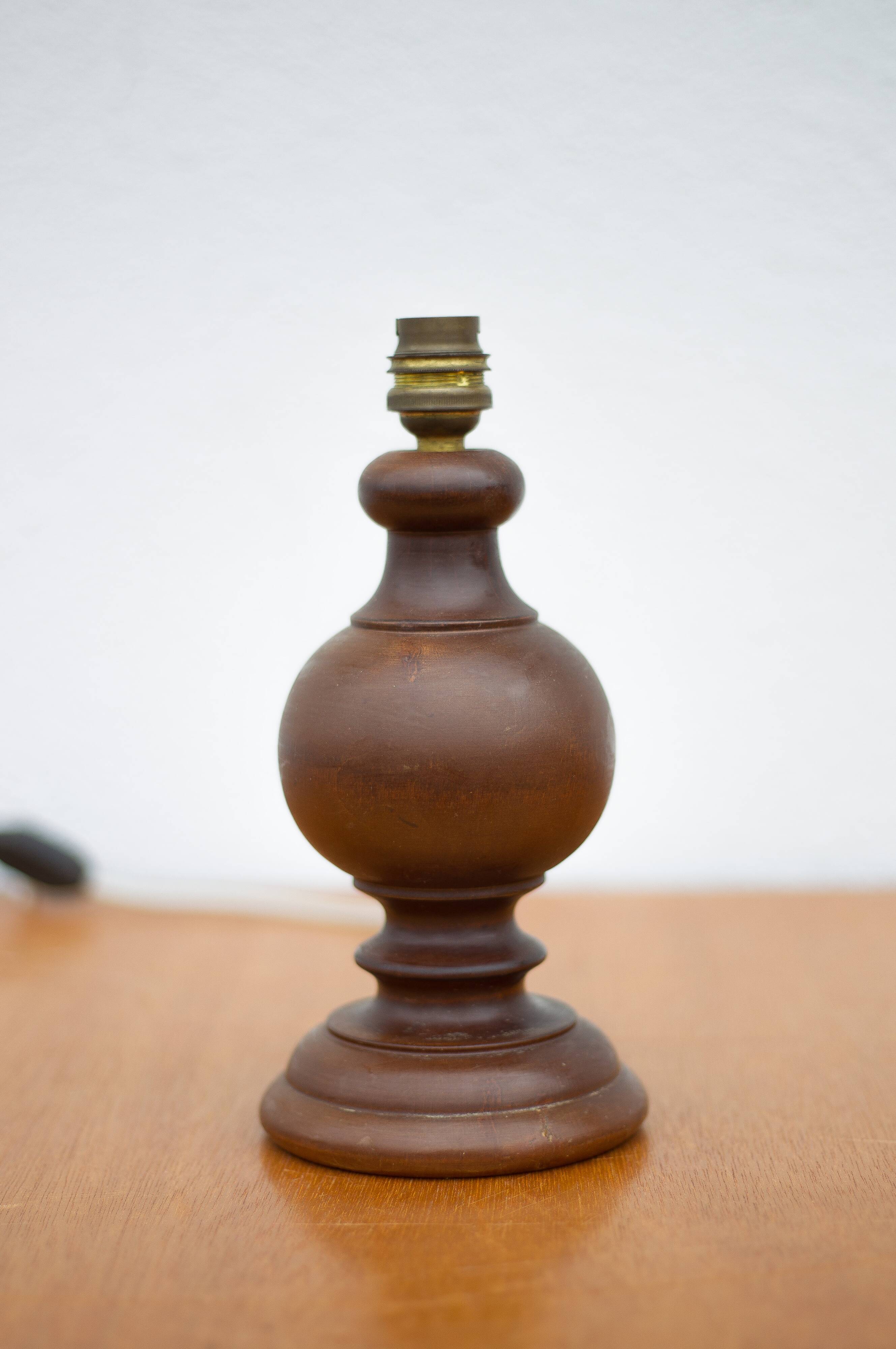 lampe bois, pied de lampe bois vintage
