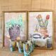 Watercolour still life from the 1970s under glass.
