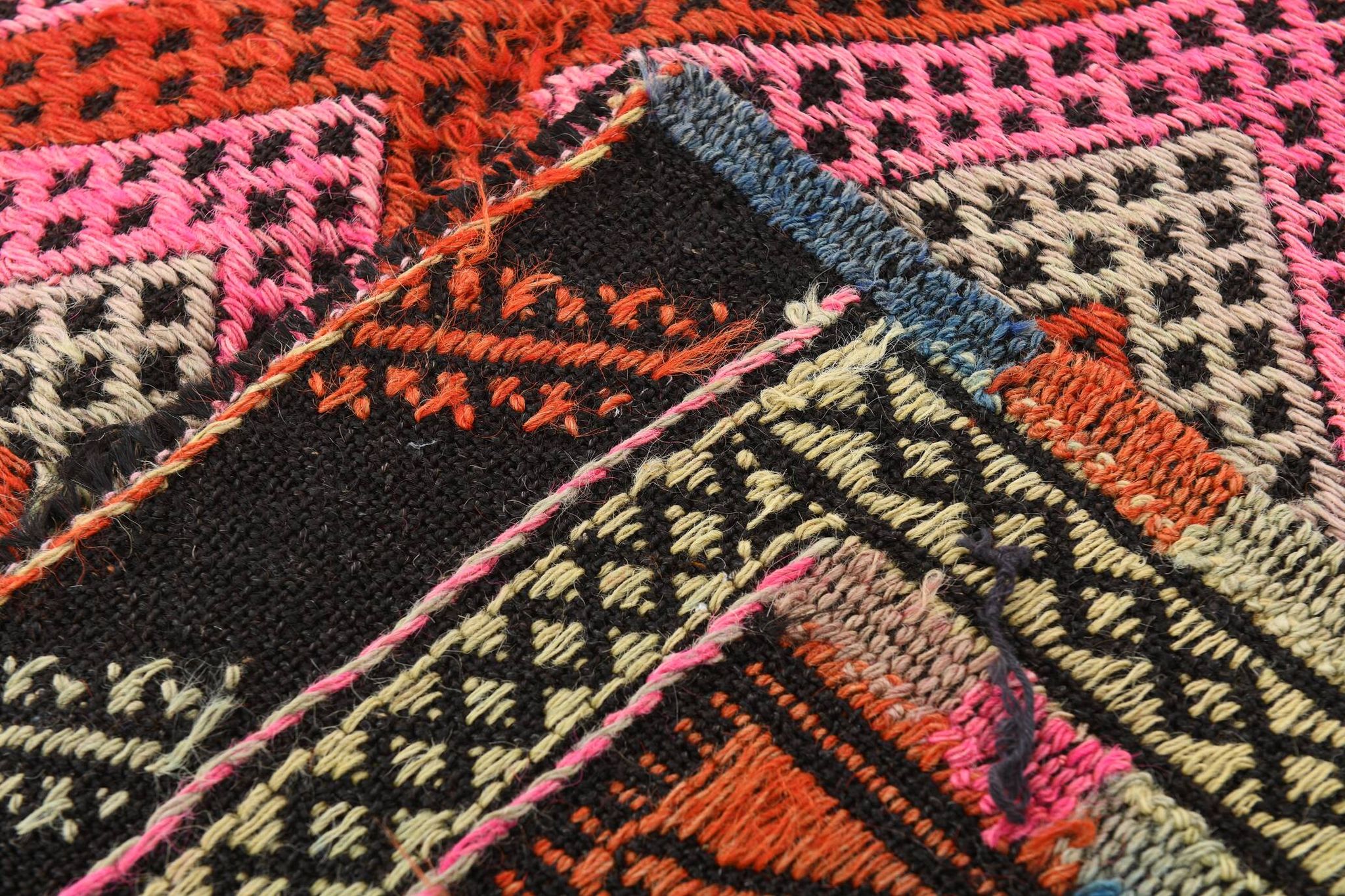 5x7 Pink & Blue Handmade Kilim Rug, 167x226Cm