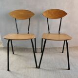 Pair of wooden and metal chairs, 1960s