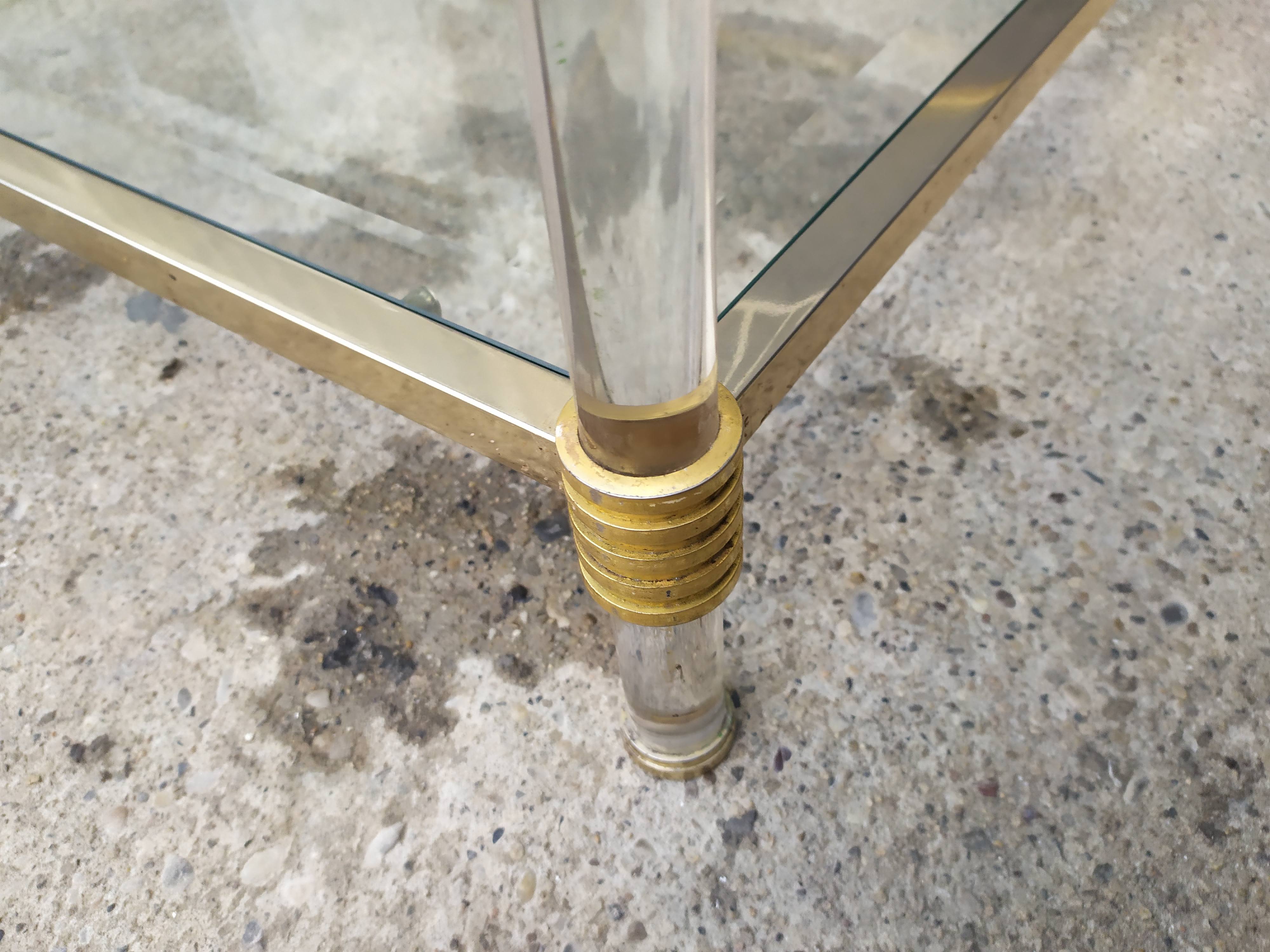 Table basse double plateau verre vintage