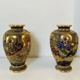 Baluster vases in polychrome earthenware, mid-20th century