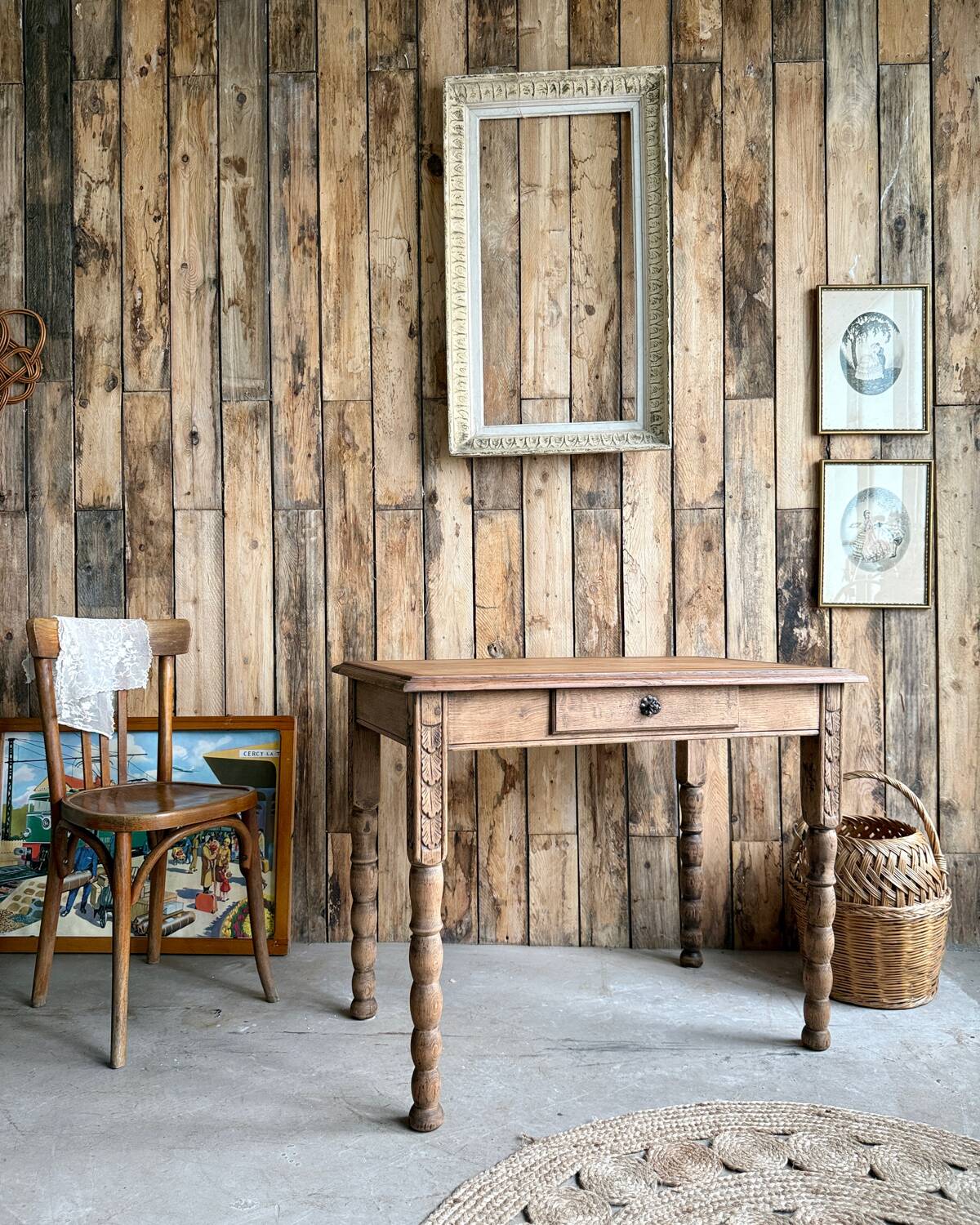 Antique table with turned legs (renovated)