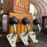 Old vintage black Bakelite ball hooks