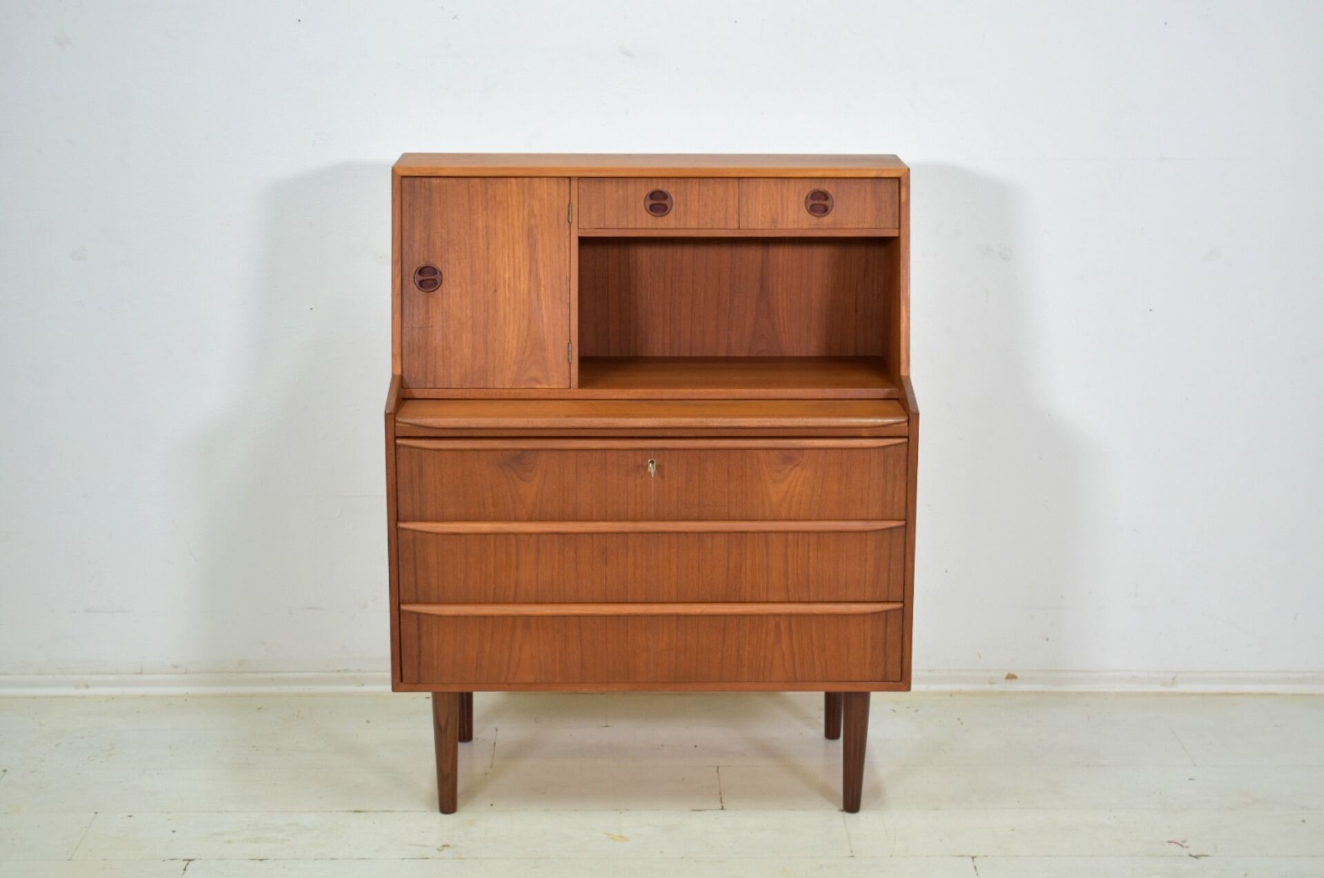 Danish sekretary teak 1960s vintage Scandinavian mid century