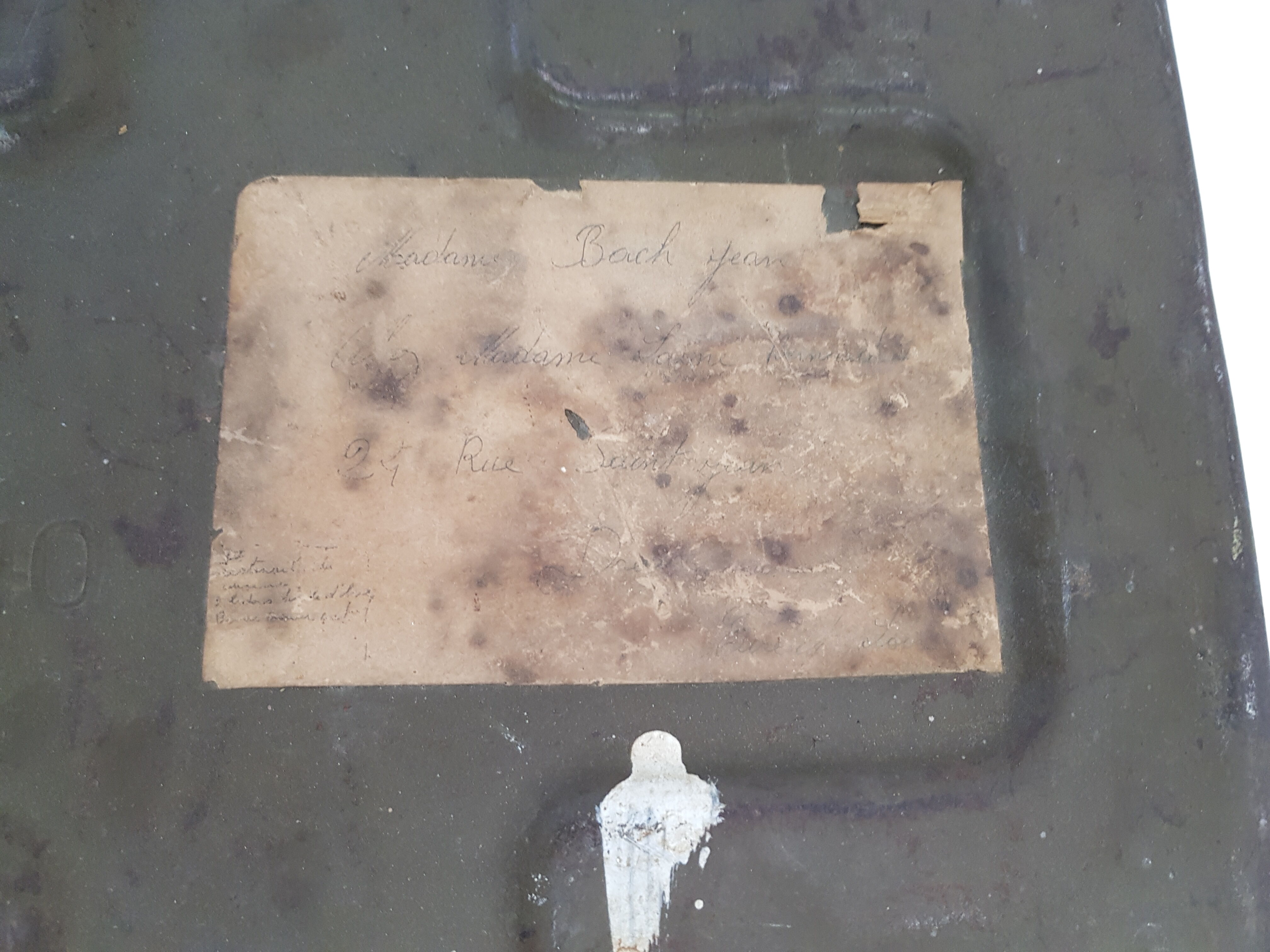 Old crate or military trunk metal patina original vintage canteen
