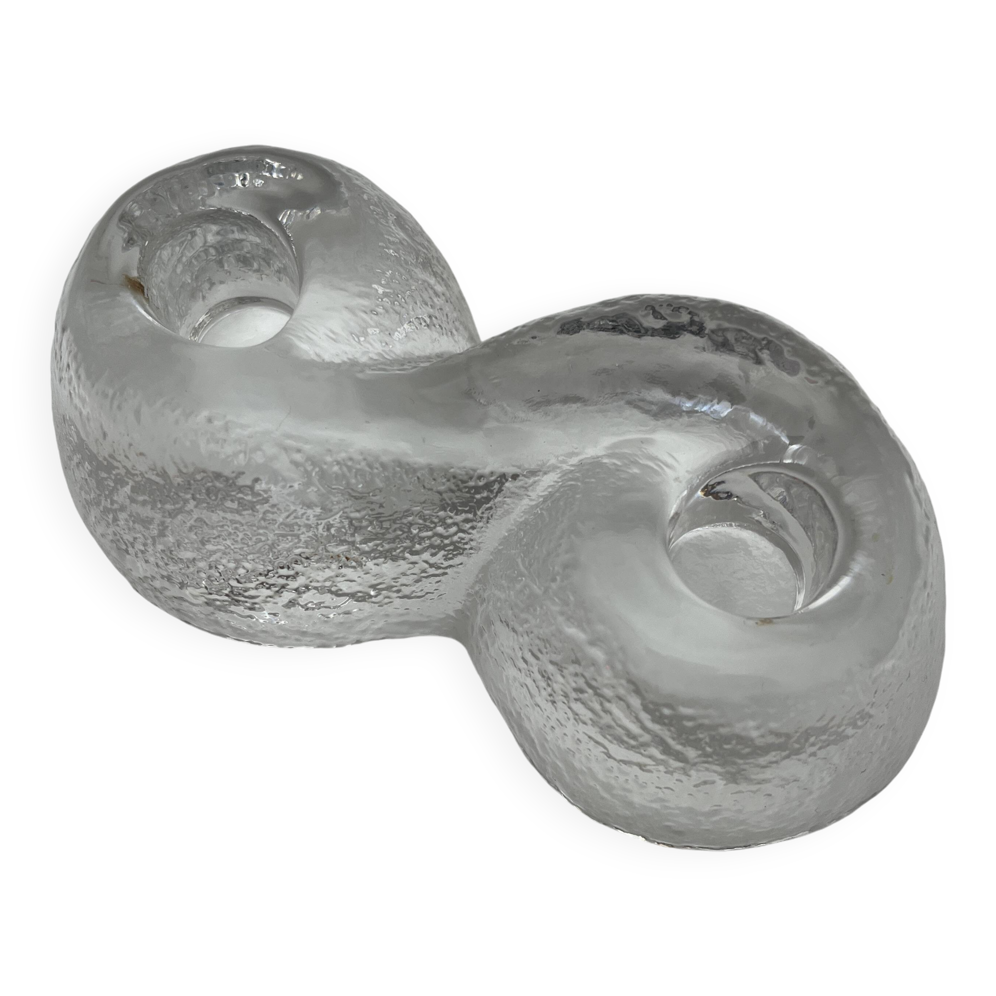 Orrefors Sweden glass candle holder vintage Suede design Lars Hellsten