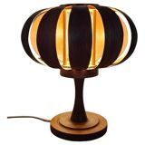 Very rare mid-century veneer table lamp, Denmark, 1960s