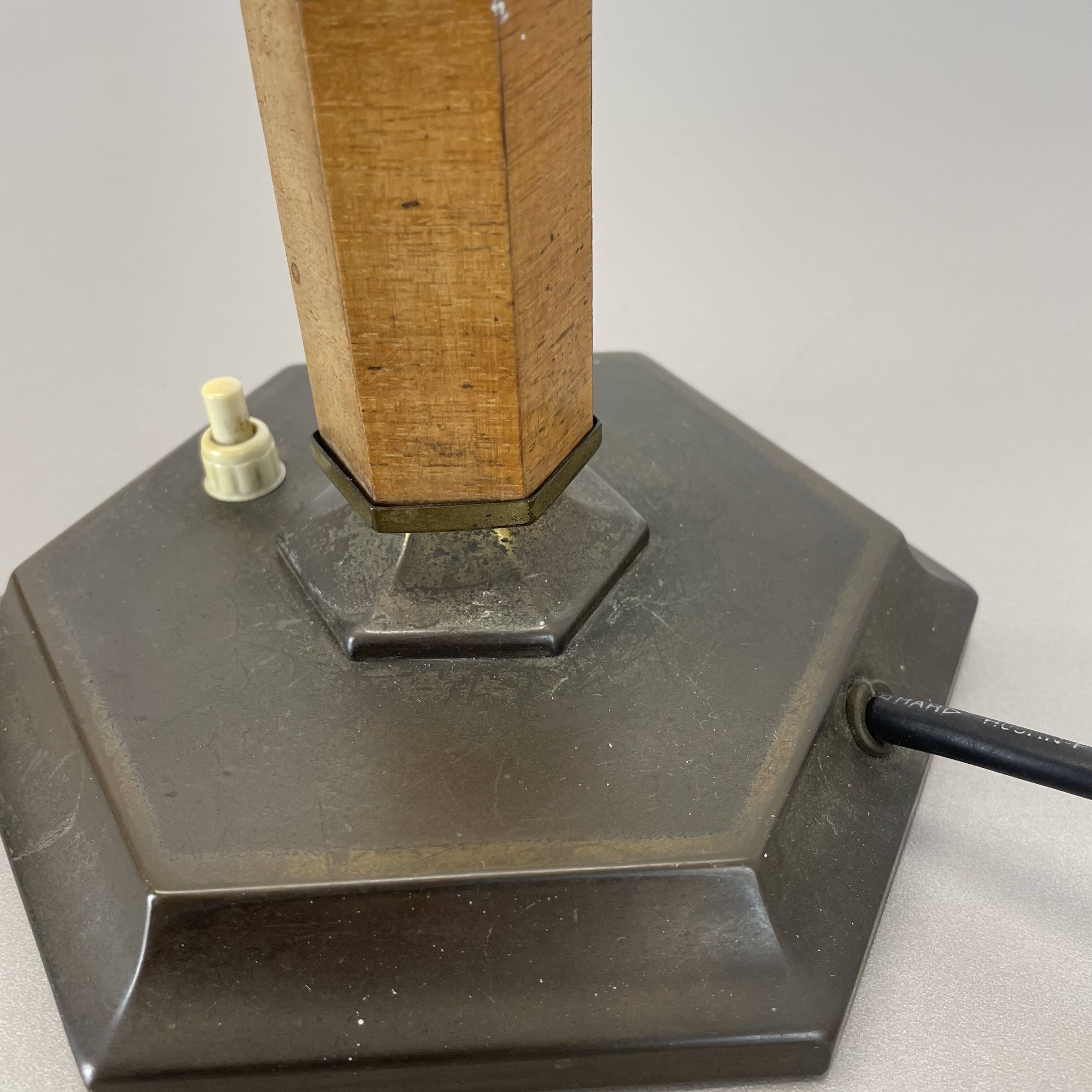 lampe de table Art déco unique en laiton et bois, Allemagne années 1930