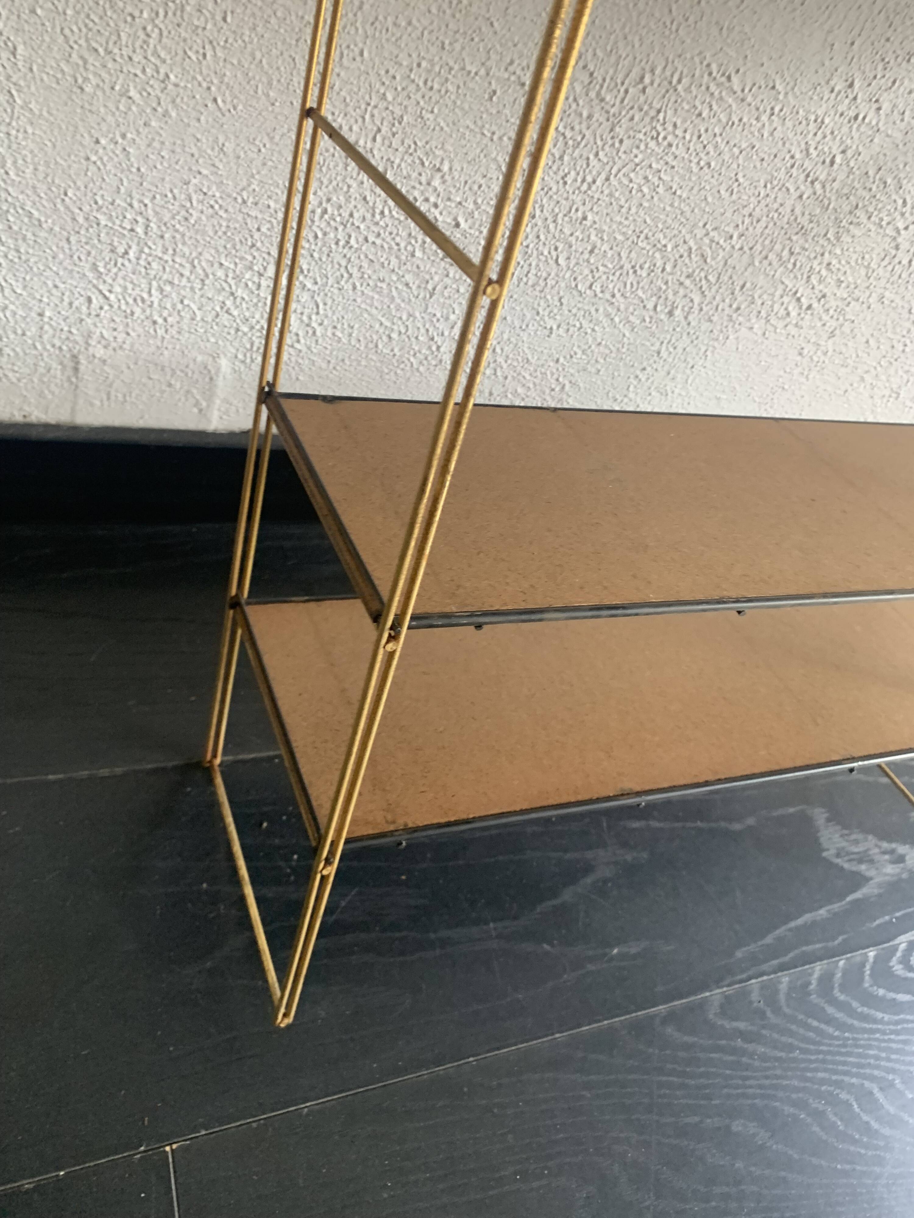 Vintage 1960 String wall shelf in gold wood - 60 x 50 cm