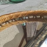 Vintage wicker flower mirror