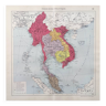 Carte ancienne Indochine Asie 43x43cm de 1950