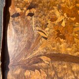 Art Nouveau period two-tiered tea table in veneered wood, signed Émile Gallé