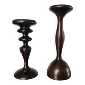 Pair of impressive Scandinavian wooden candlesticks, 1970s 1980s.