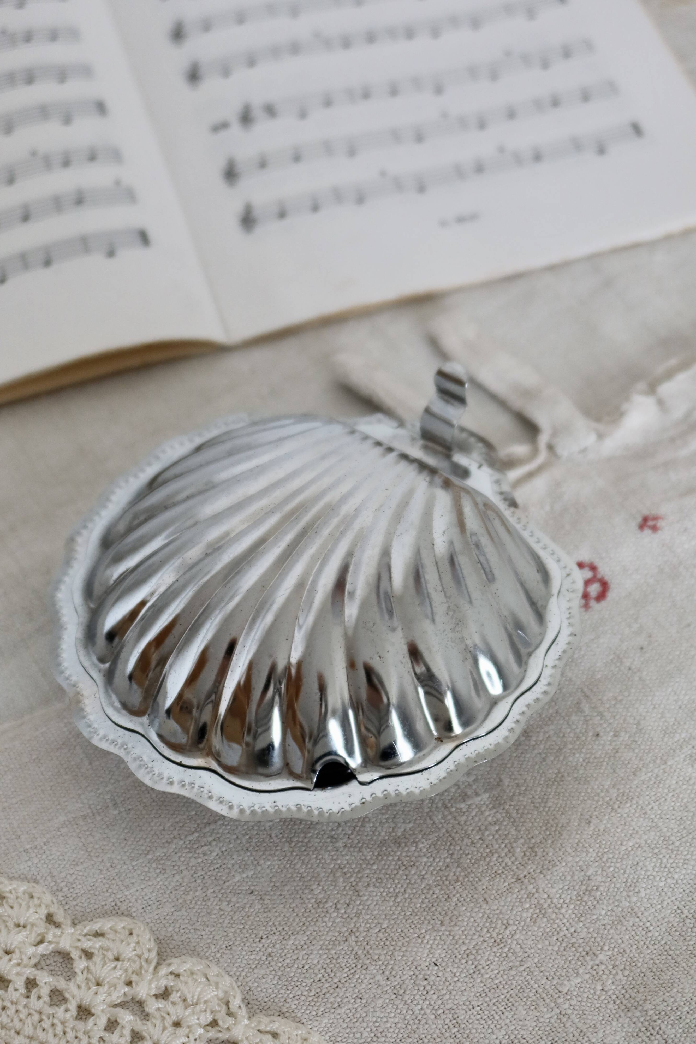 Vintage Stainless Steel Butter Dish with Metal Shell