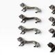Series of antique knife rests in the shape of a lion, silver-plated metal.