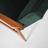 Vintage armchair "Fox", restored, green forest fabric, 60s