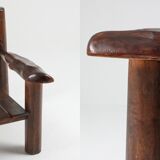 Pair of rustic wooden Wabi Sabi lounge chairs - 1950s