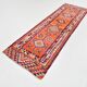 Burgundy & Orange Vintage Kilim Runner Rug, 92x292Cm
