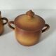 Set of three mini cocottes Pillivuyt in porcelain – 1930s-1940s