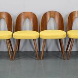 1960s Antonin Suman Set of Four Restored Dining Chairs in Walnut Finish