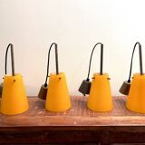 Orange and white glass pendant lights, 1970s