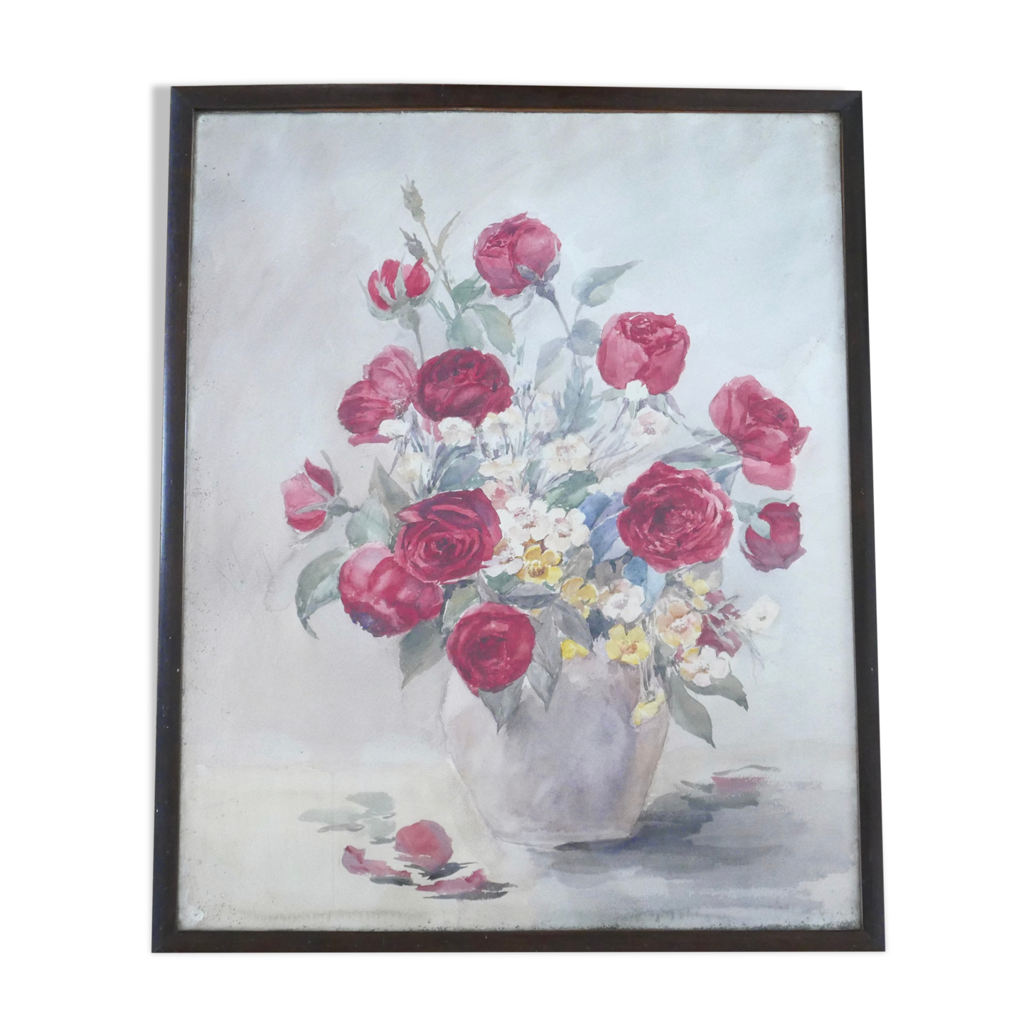 Painting, painting of a still life with bouquet of flowers, 1990s
