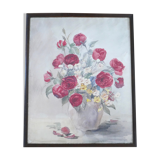Tableau peinture d'une nature morte avec bouquet de fleurs, années30
