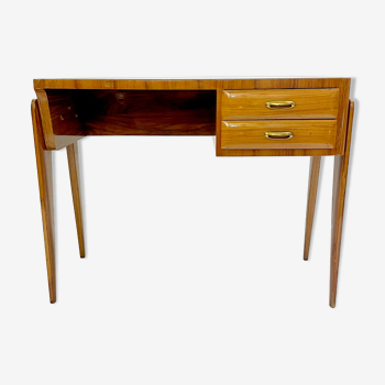 Bureau en bois et laiton du milieu du siècle Italie années 1950