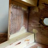 Workshop stool in antique patinated solid wood