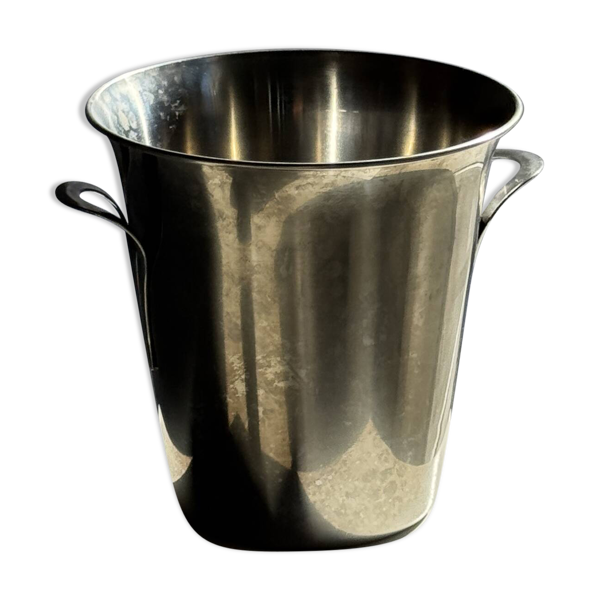 Seau à champagne vintage en acier inoxydable poli H21 D21