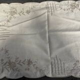 Old embroidered cotton table runner - circa 1900 - l 105 cm / l 68 cm
