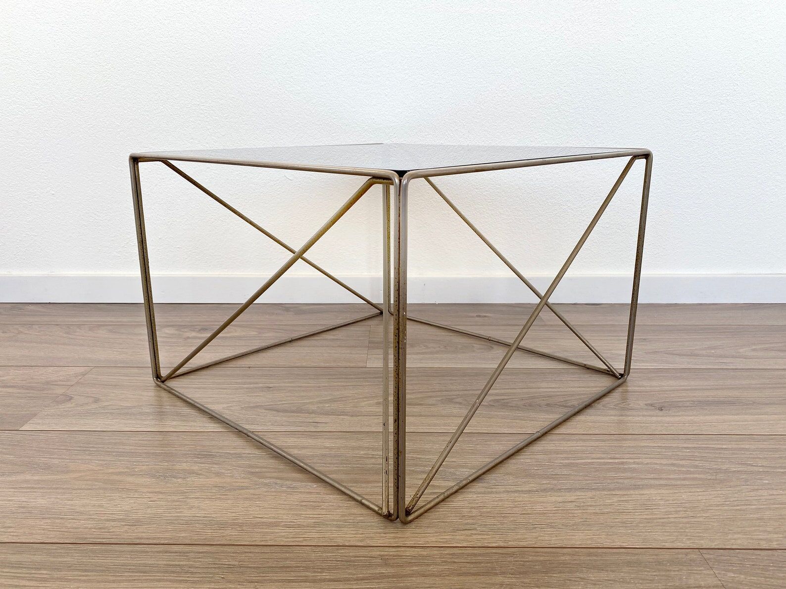 Mid century isocele side table designed by Max Sauze, French Architectural Coffee table