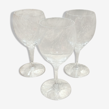 Set of 3 old crystal wine glasses stamped St Louis model st Denis