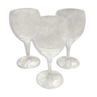 Set of 3 old crystal wine glasses stamped St Louis model st Denis