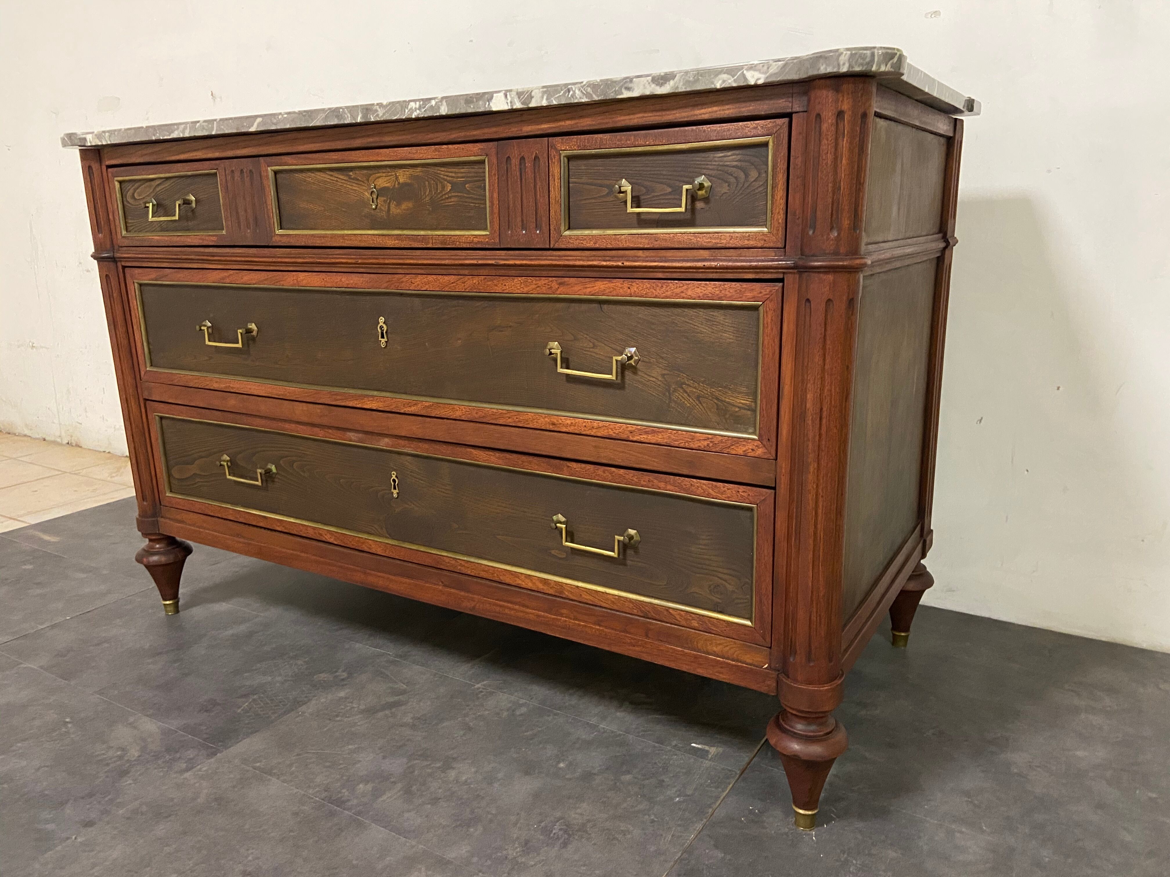 Chest of drawers Louis XVI XIX marble