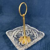 Empty serving dish golden pocket and glass mold vintage crystal way