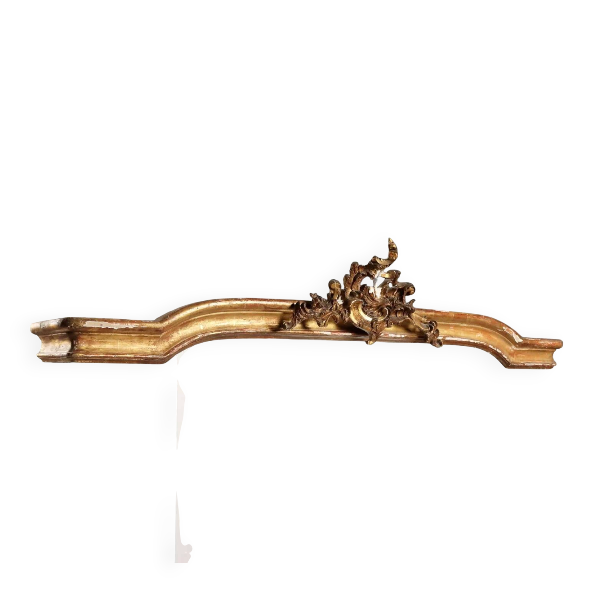 Golden wooden cornice with rocaille carving