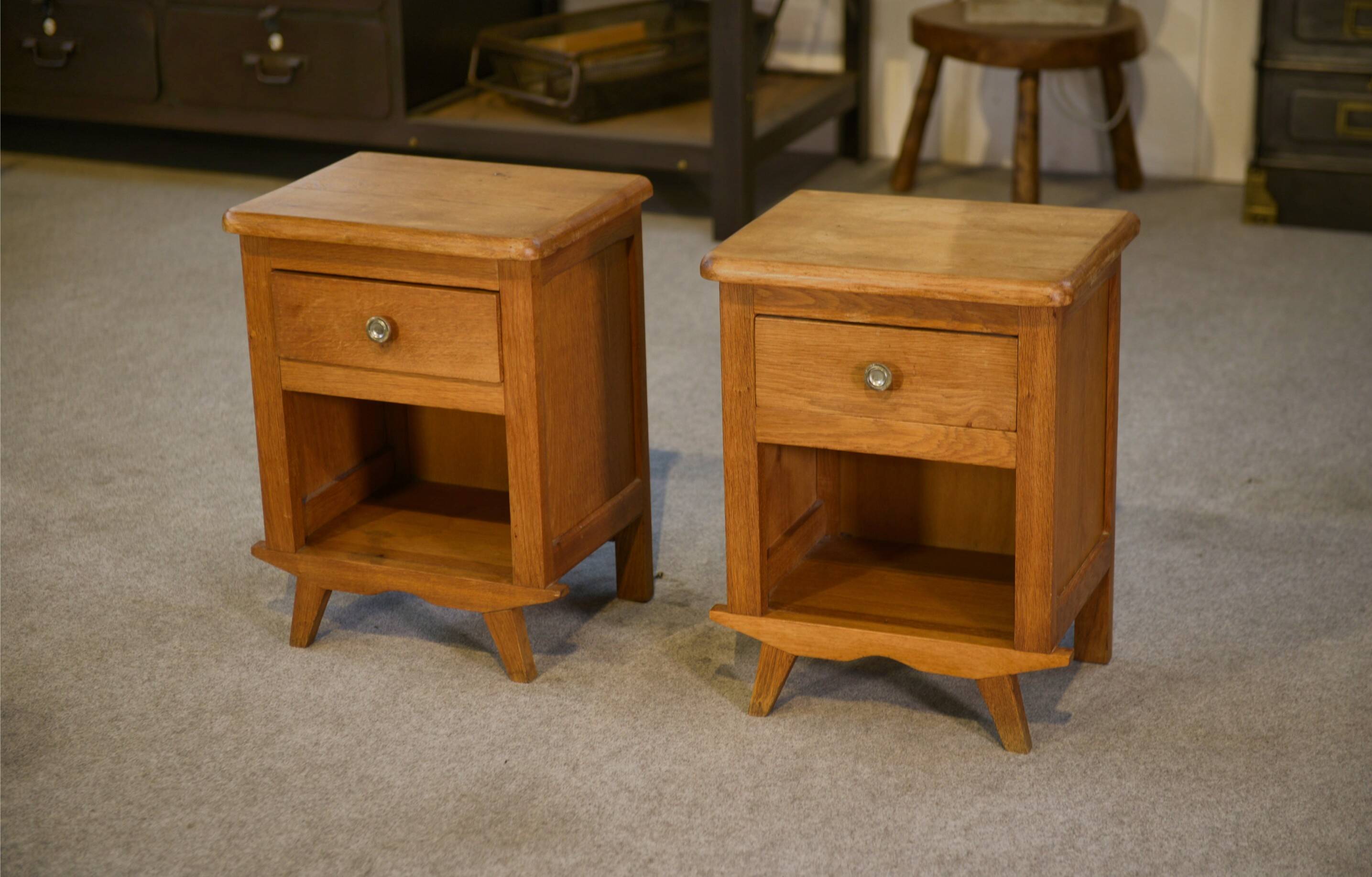 Pair of oak bedside tables from the 1960s